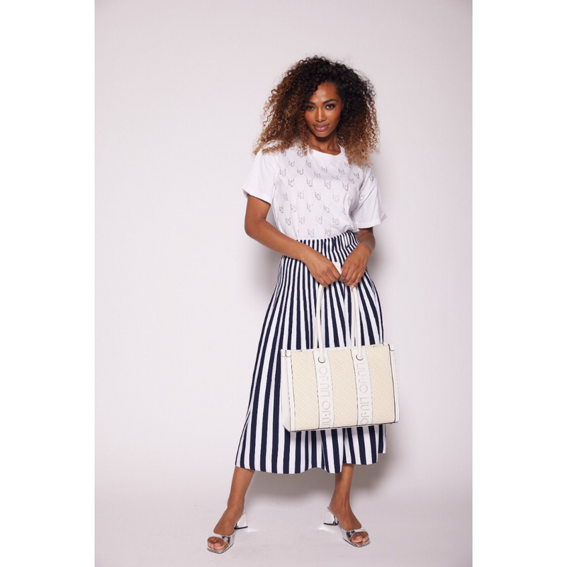 LIU JO ROK VERTICAL STRIPES MISTERY BLUE BIANCO