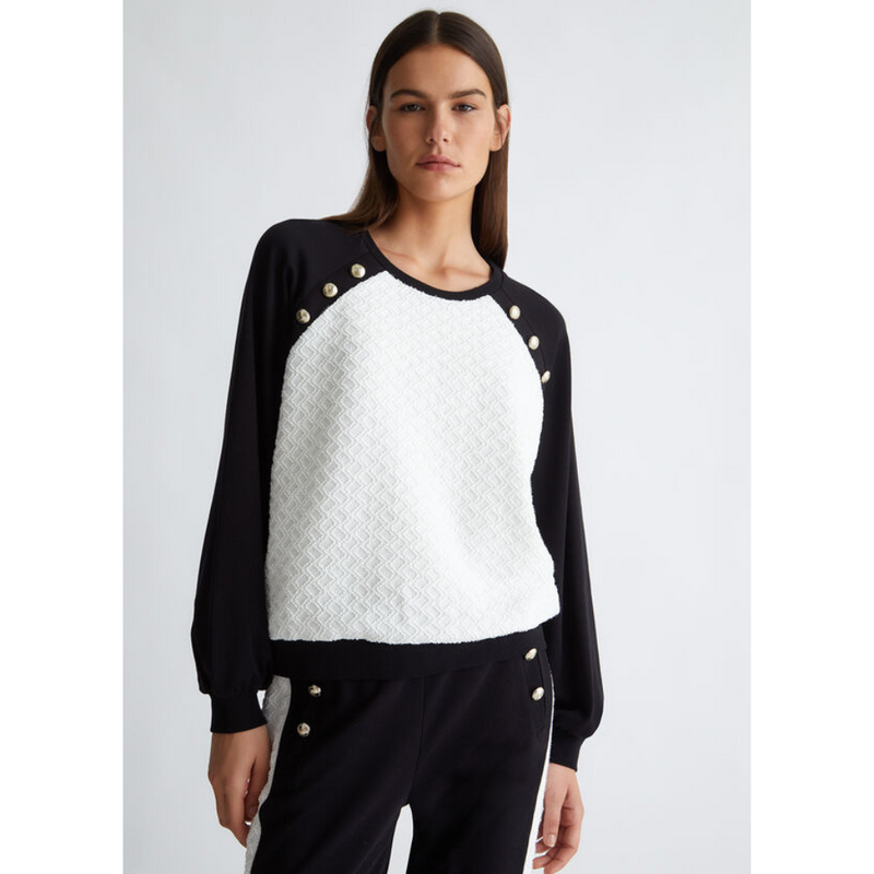 LIU JO SWEATER NERO LT.IVORY Carpa Fashion Zele