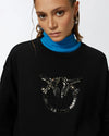 PINKO - SWEATER - NELLY MAGLIA FELPA LOGO BIRDS - BLACK