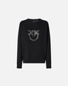 PINKO - SWEATER - NELLY MAGLIA FELPA LOGO BIRDS - BLACK