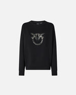 PINKO - SWEATER - NELLY MAGLIA FELPA LOGO BIRDS - BLACK