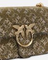 PINKO - HANDTAS - MINI LOVE BAG LEATHER SHOULDER BAG WITH MONOGRAM RHINESTONES - BRONZO/ORO