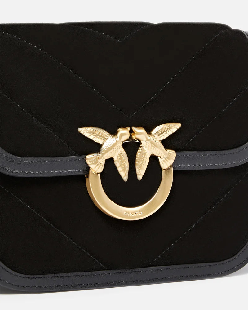 PINKO - HANDTAS - LOVE BOX BAG SUEDE - NERO LIMOUSINE