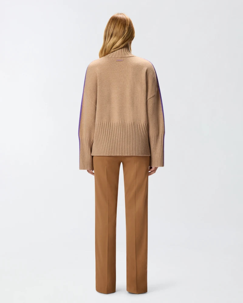 PINKO - PULL - BARBADOS MAGLIA - CAMEL/PURPLE