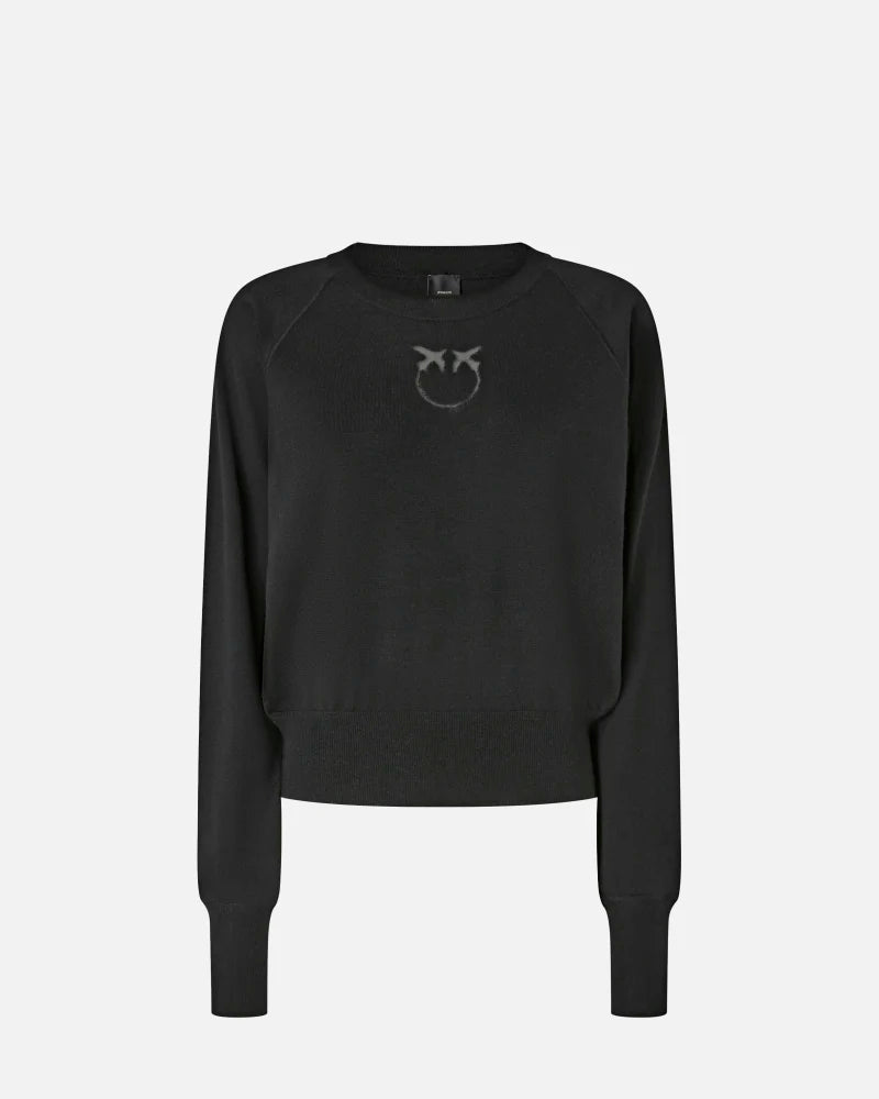 PINKO - PULL - LANZAROTE MAGLIA LANA LOGO IN TRASPARENZ - BLACK