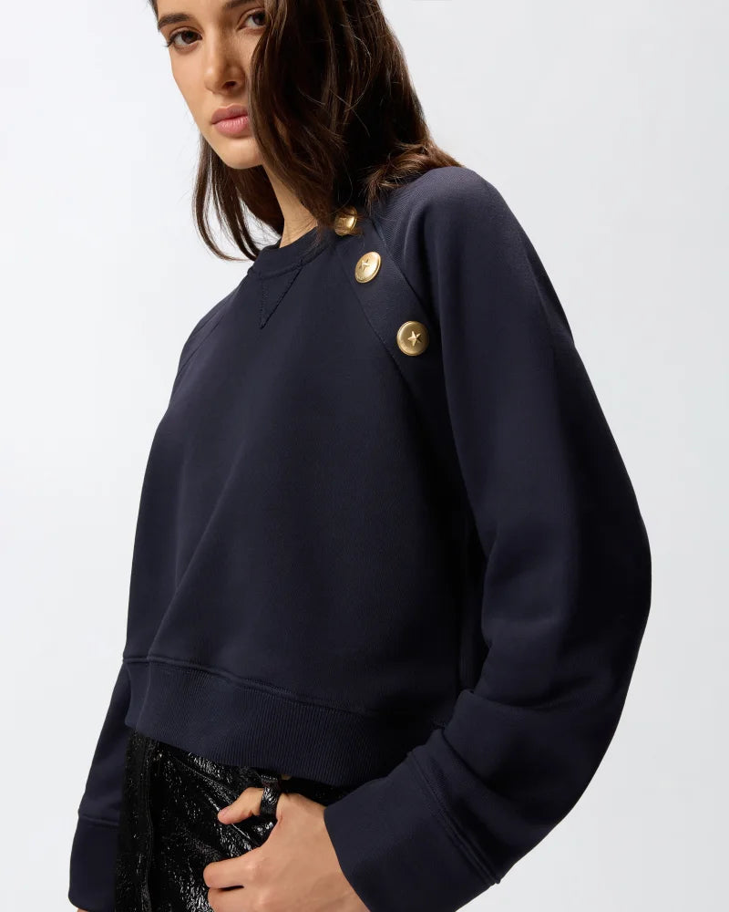 PINKO - SWEATER - MARGARINA MAGLIA FELPA CON BOTTONI - DARKNESS BLUE