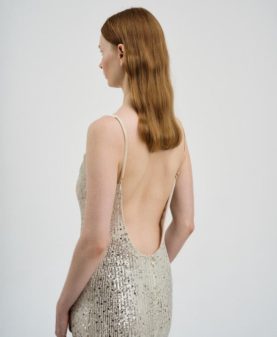ACCESS - SEQUIN DRESS WITH LOW BACK - SILVER