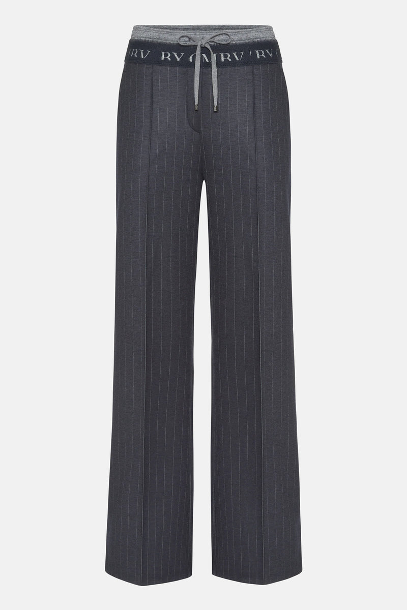 CAMBIO - BROEK - AVA DOUBLE JOGG - DARK NAVY FINE PINE STRIPE