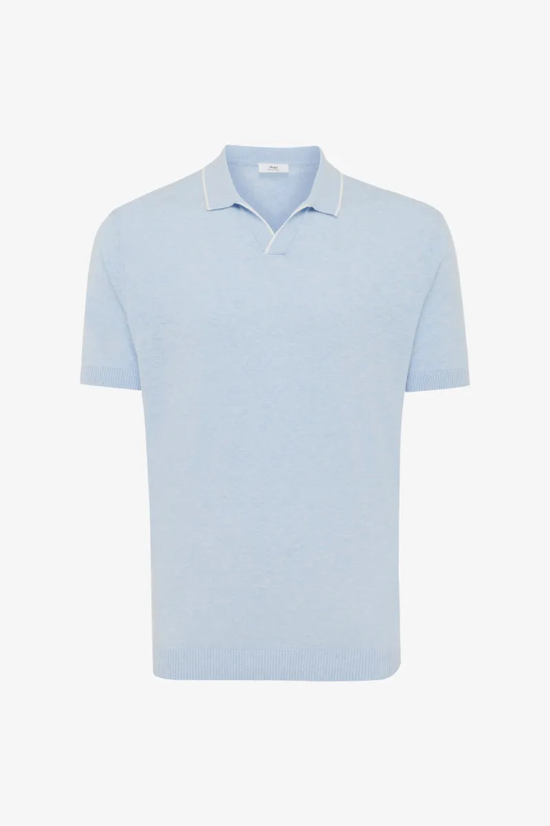 GENTILUOMO - POLO - POLO NO BUTTONS SS - LIGHT BLUE