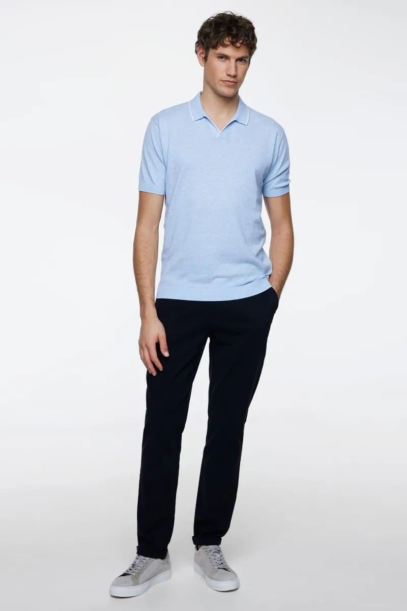 GENTILUOMO - POLO - POLO NO BUTTONS SS - LIGHT BLUE