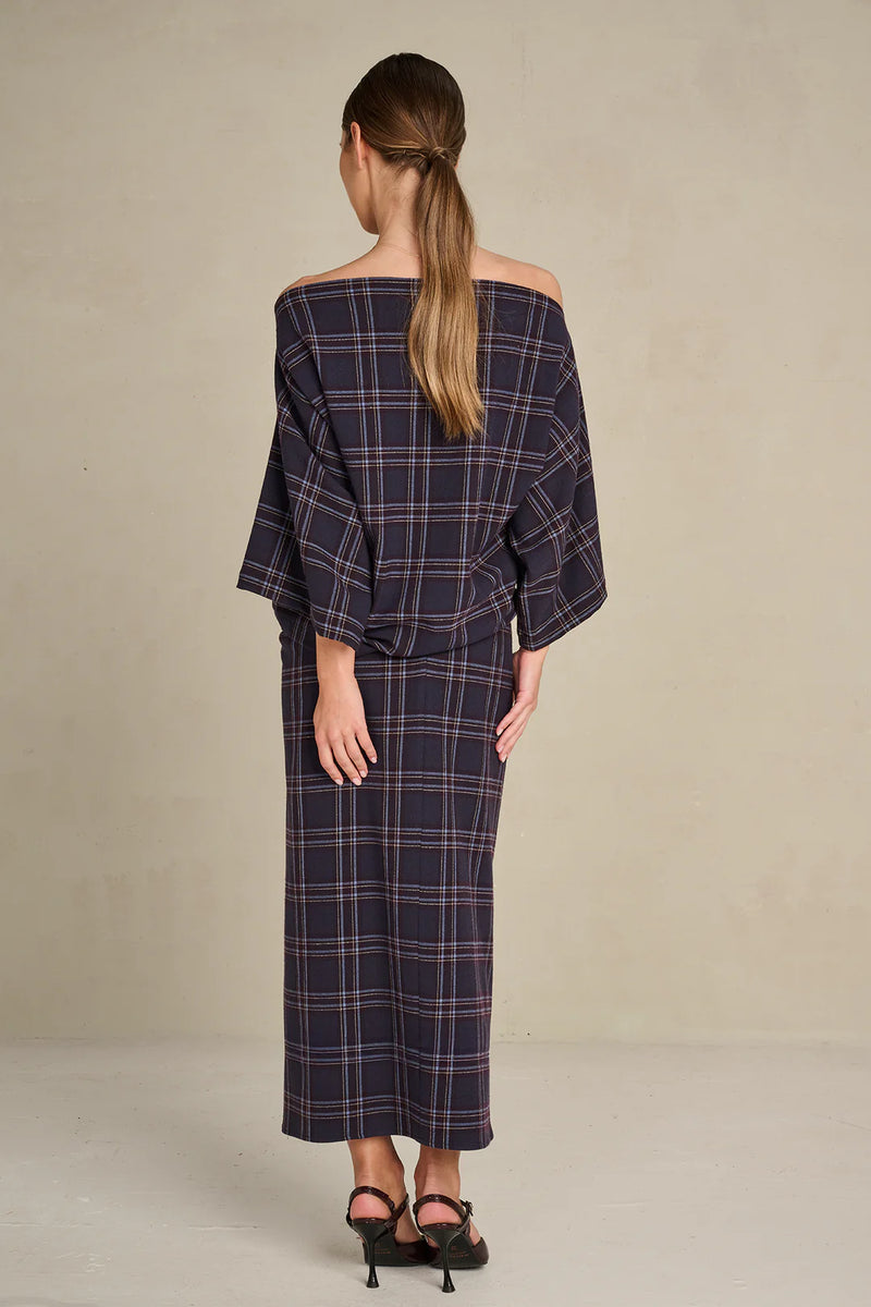 MARCH23 - ROK - A_SKIRT CIRI BOLD CHECK - NAVY