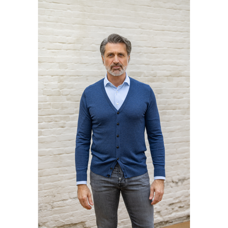 CASHMERE COMPANY - CARDIGAN - BLAUW