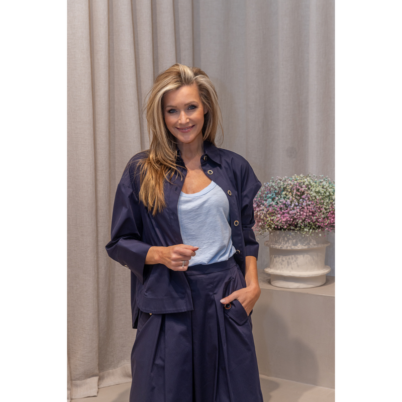 DUE AMANTI- BLOES - APRIL BLOUSE BUTTON OP - NAVY