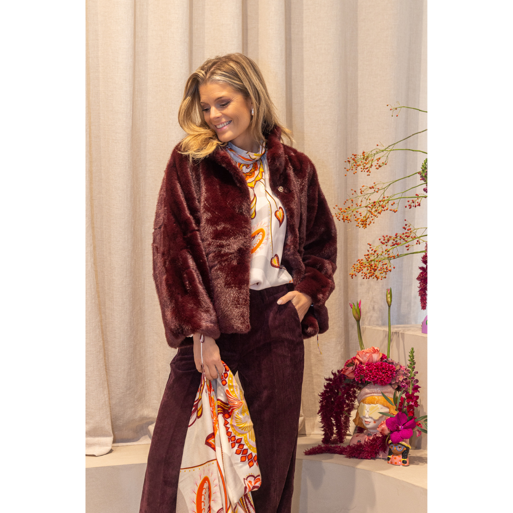 CAMBIO - BROEK - AMELIE - BURGUNDY LIPSTICK