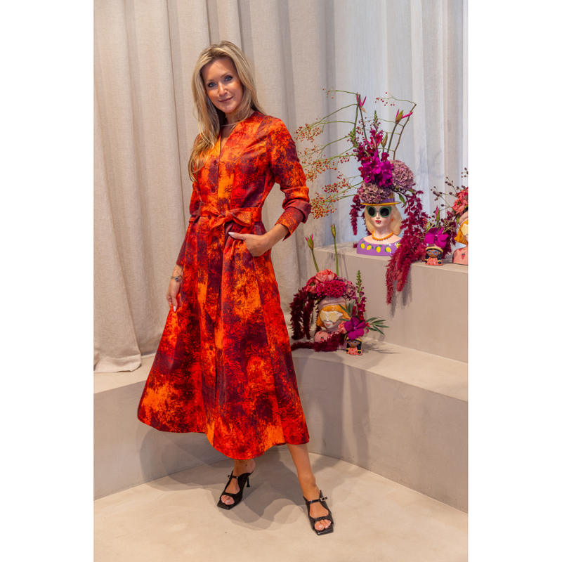 DUE AMANTI - KLEED - LUBY PRINTED LONG DRESS - VULCANO