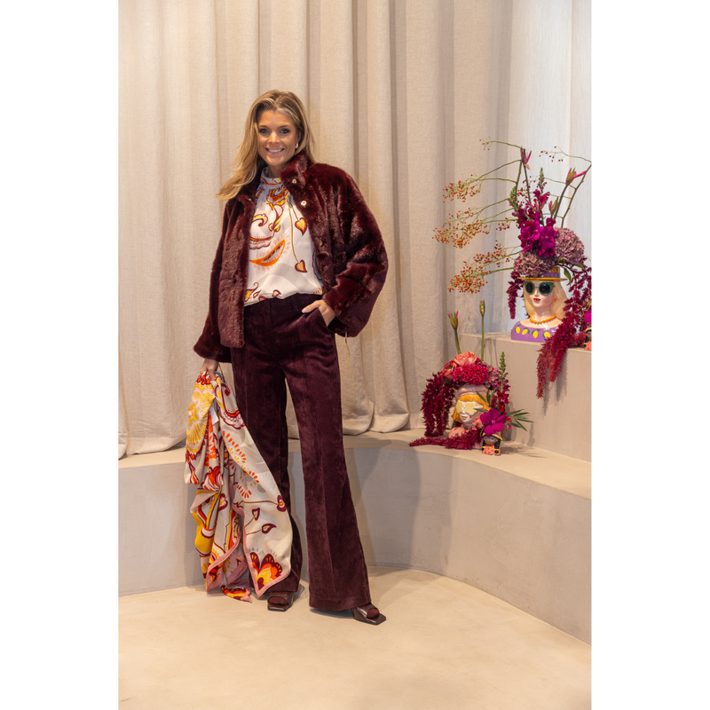 CAMBIO - BROEK - AMELIE - BURGUNDY LIPSTICK
