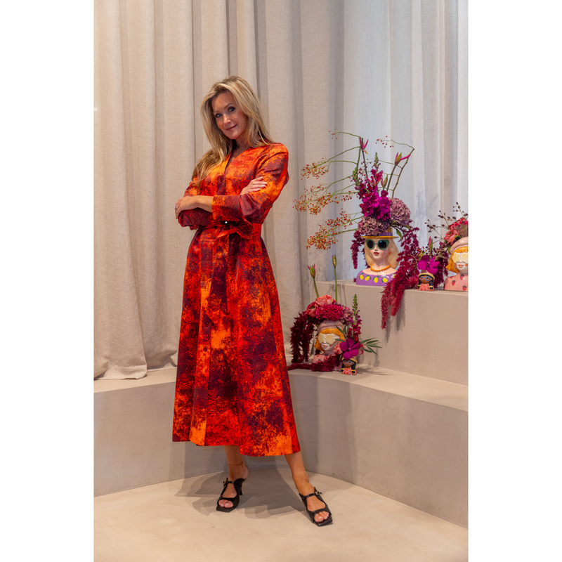 DUE AMANTI - KLEED - LUBY PRINTED LONG DRESS - VULCANO