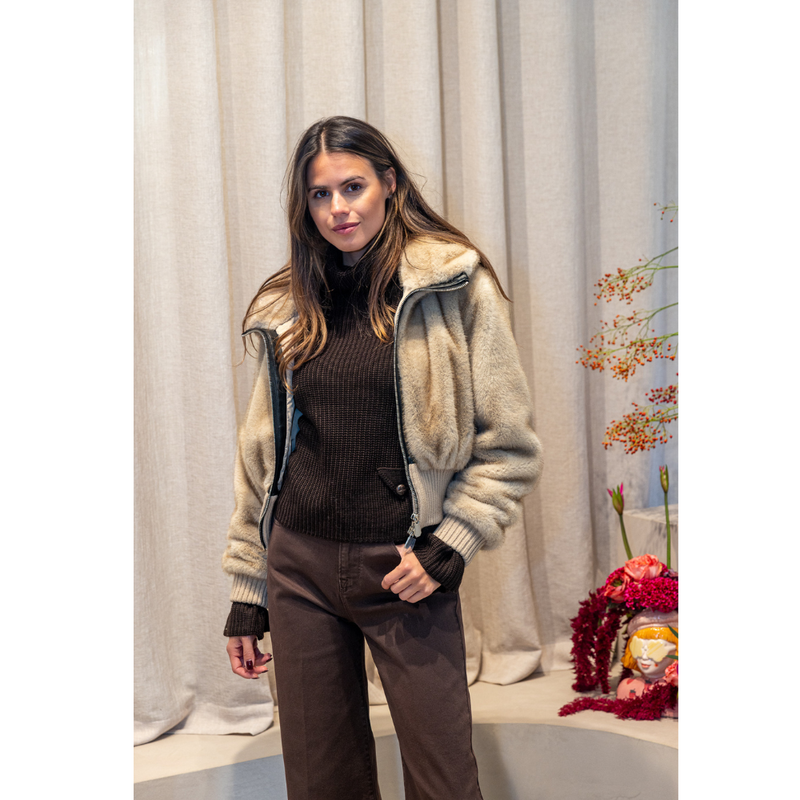 PINKO - BOMPER - BAGELS BOMPER ASPEN - BEIGE-MOONLIGHT