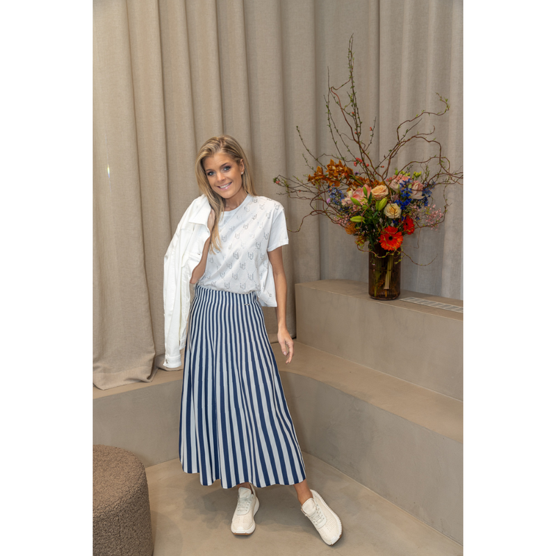 LIU JO - ROK VERTICAL STRIPES - MISTERY BLUE/BIANCO