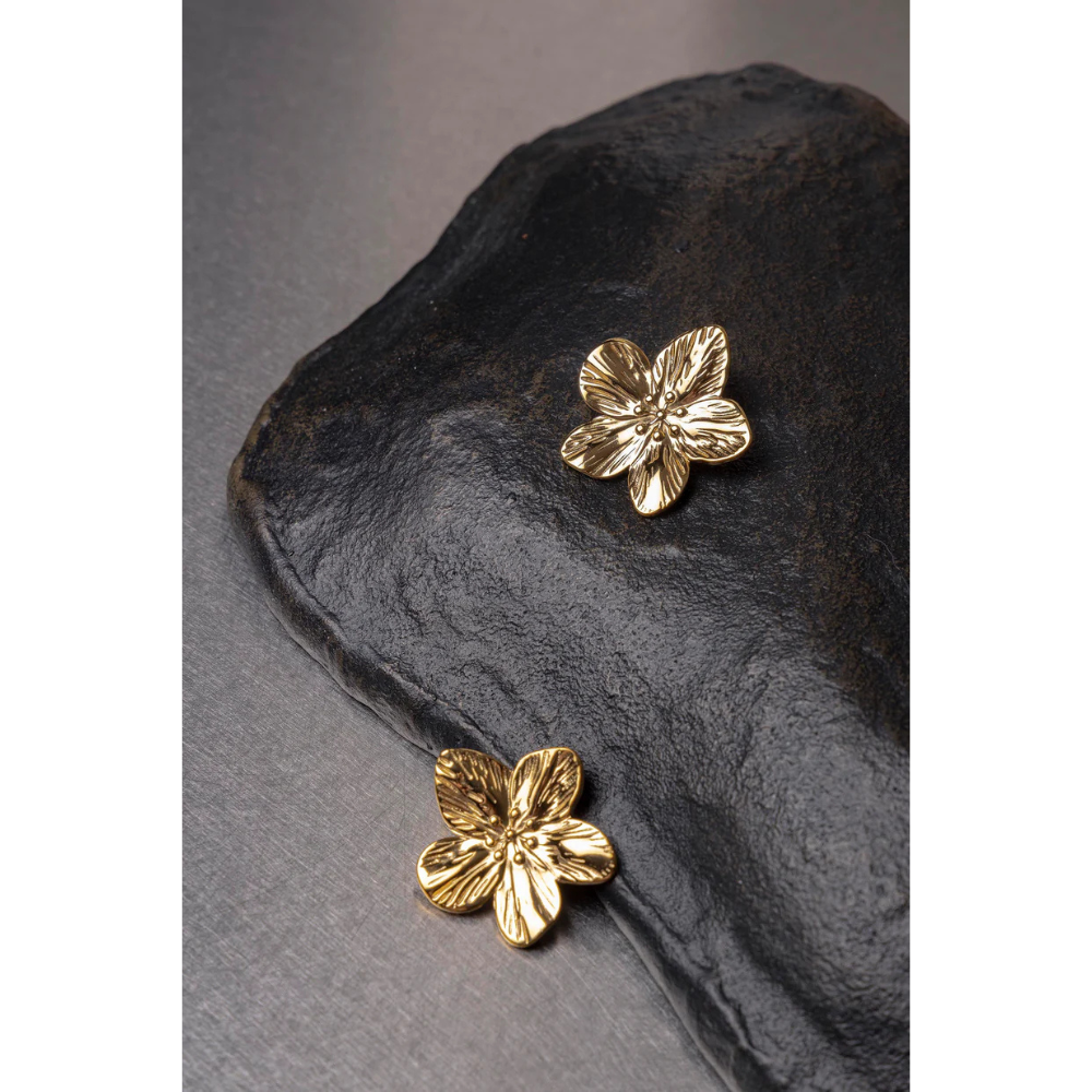 MURIELLE PERROTTI - OORBELLEN - GESTREEPTE MARGRIET - GOUD