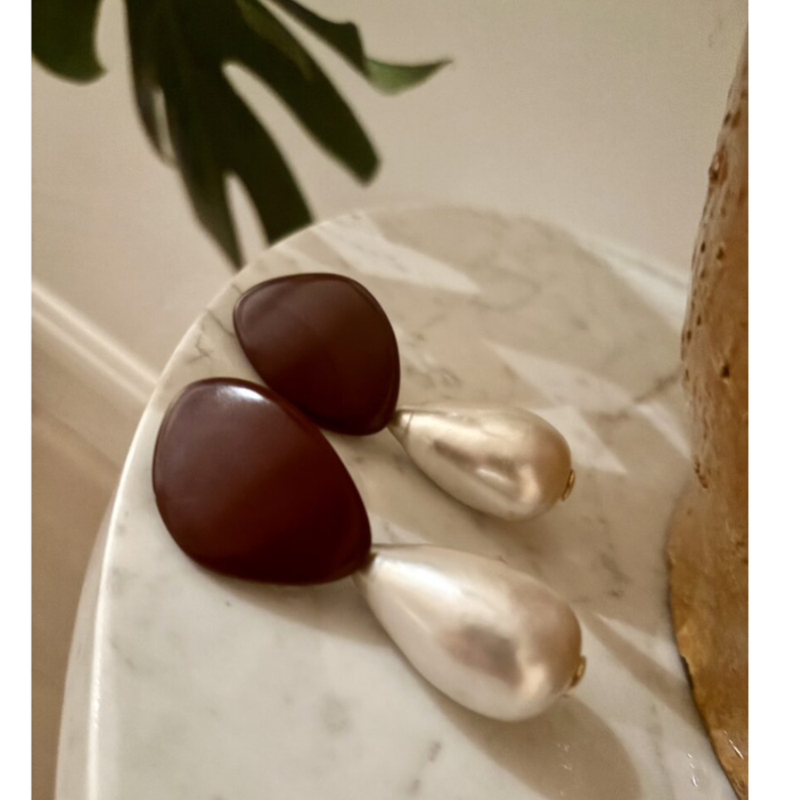 ATELIER LOUIZA - OORBEL - GISELE - SILKY PEARL-MERLOT