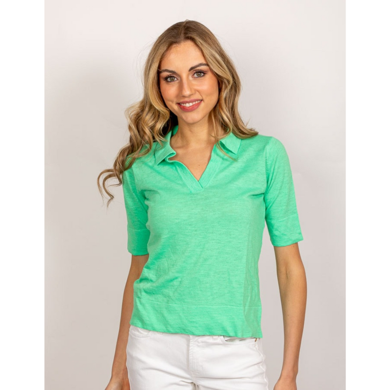 DUE AMANTI - POLO - DAKOTA POLO KNIT - CHLOROPHYLL
