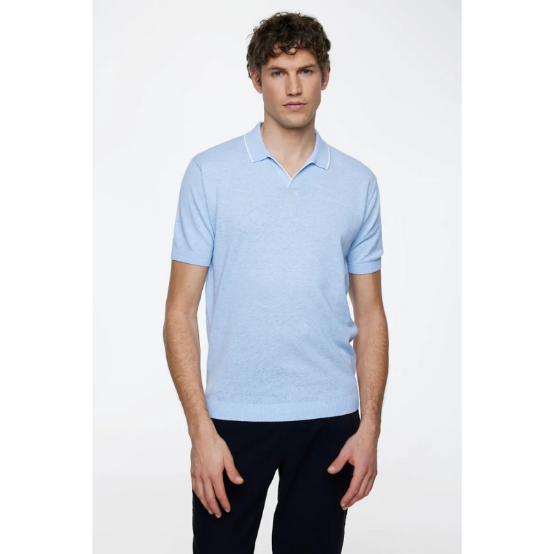 GENTILUOMO - POLO - POLO NO BUTTONS SS - LIGHT BLUE