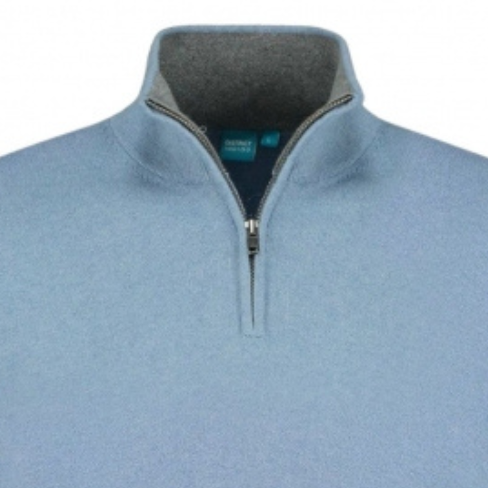 DISTRICT INDIGO - PULL - HALF ZIP - LICHT BLAUW 018