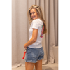 7FAMK - SHORT - MID ROLL SHORTS SHORE WITH FRAYED HEM - LIGHT BLUE