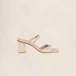 MARCH23 - MARCELLE MEDIUM HEEL MULE - POWDER VERNIS