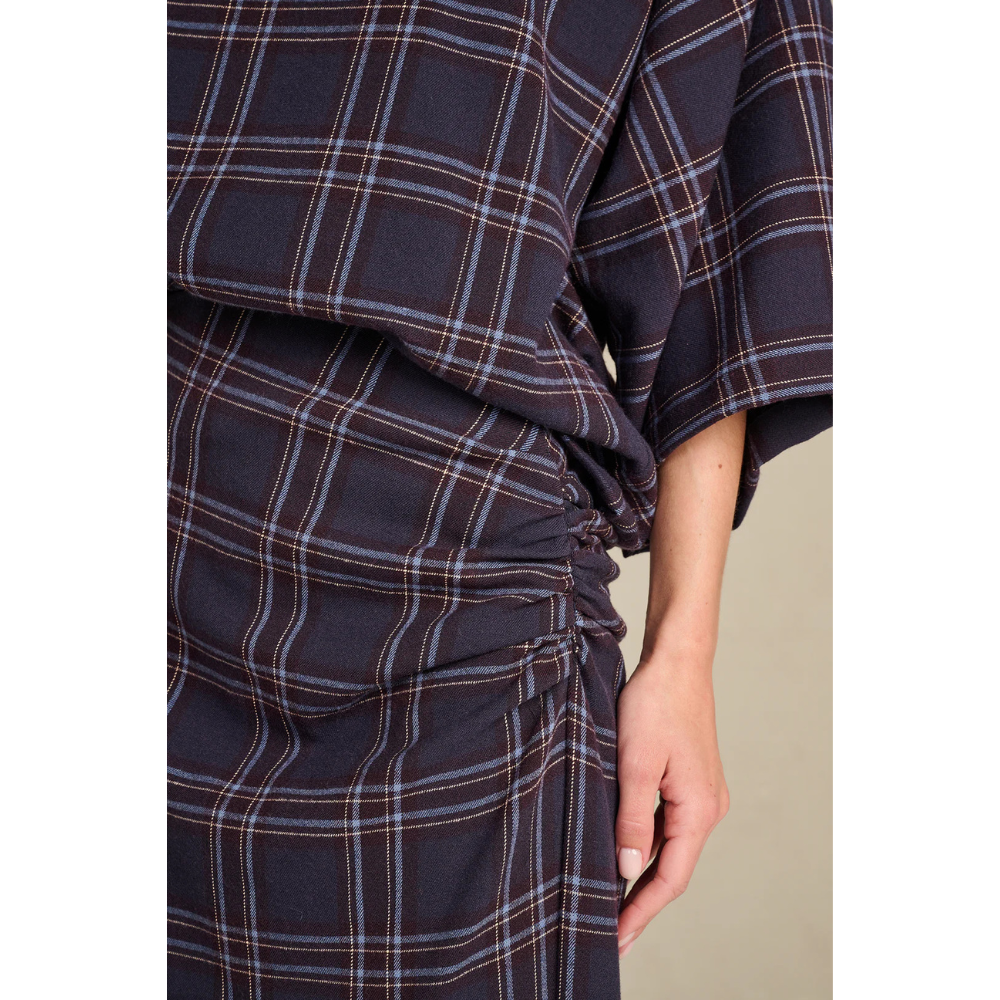 MARCH23 - ROK - A_SKIRT CIRI BOLD CHECK - NAVY