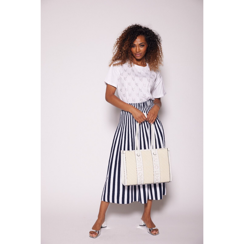 LIU JO - ROK VERTICAL STRIPES - MISTERY BLUE/BIANCO