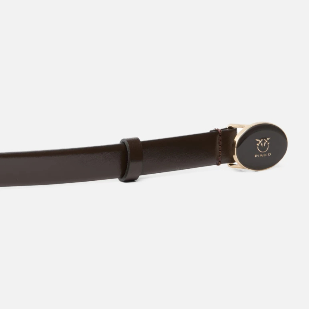 PINKO - CEINTUUR - ROUND ENAMEL H2 BELT - MARRONE