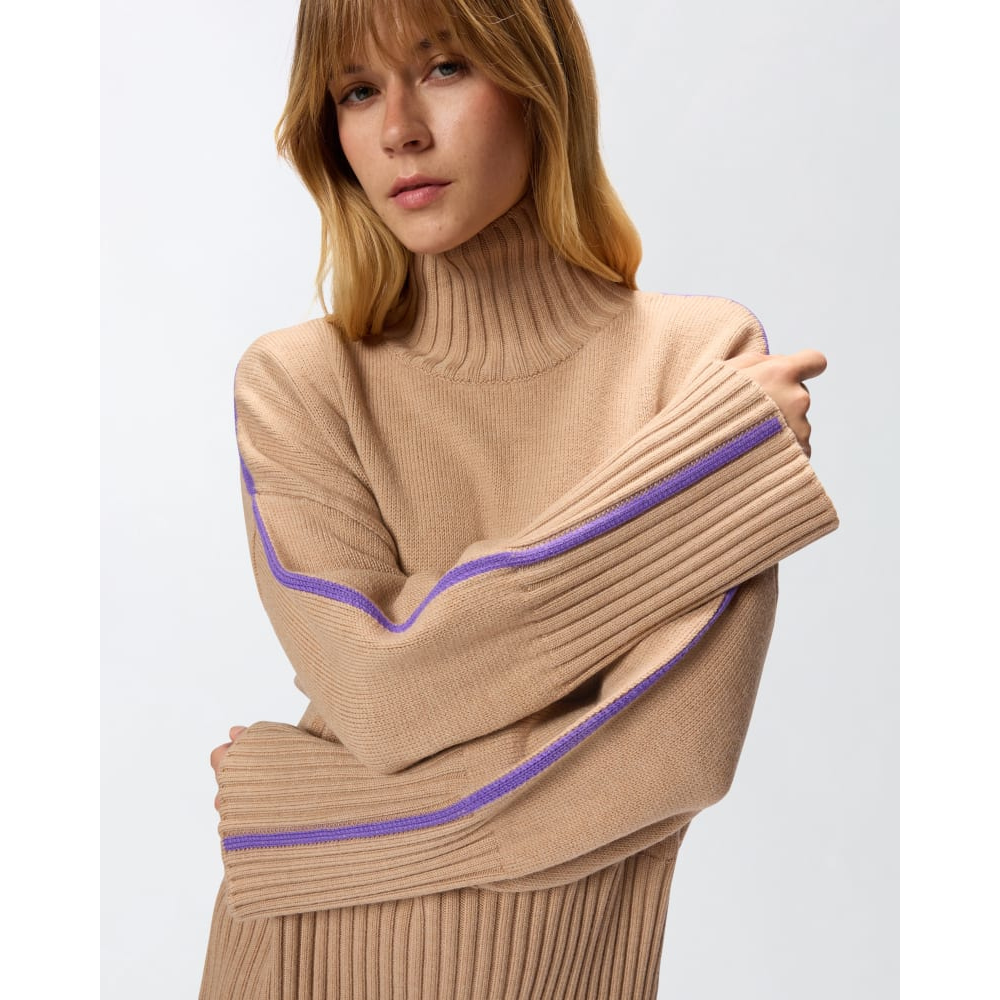 PINKO - PULL - BARBADOS MAGLIA - CAMEL/PURPLE