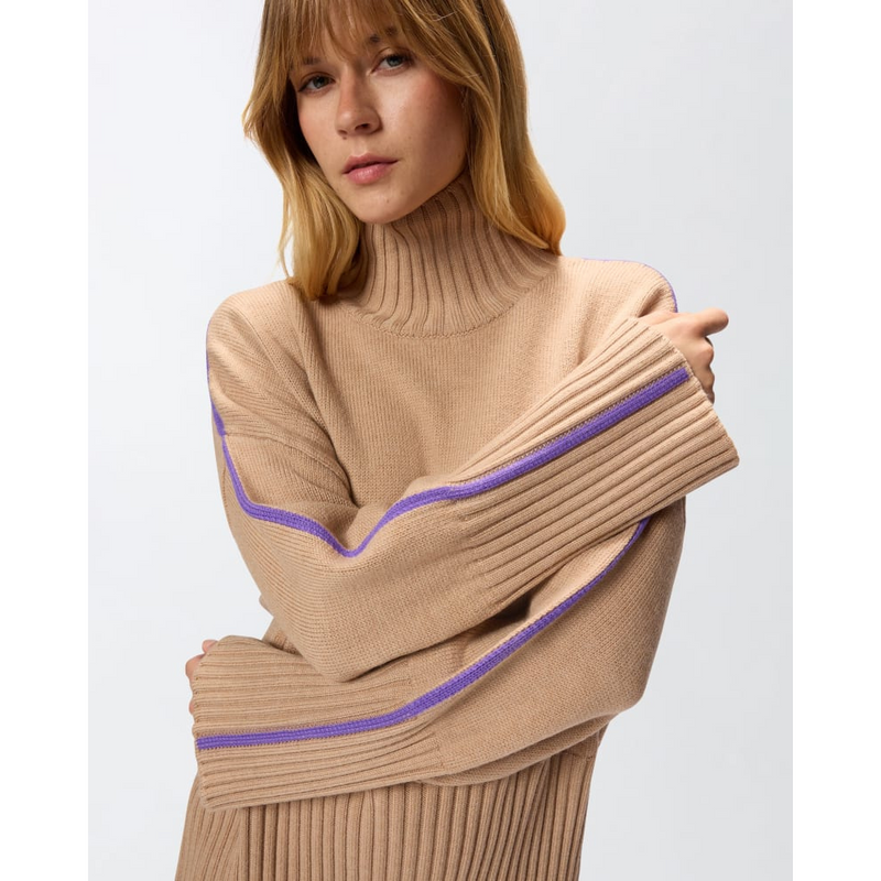 PINKO - PULL - BARBADOS MAGLIA - CAMEL/PURPLE