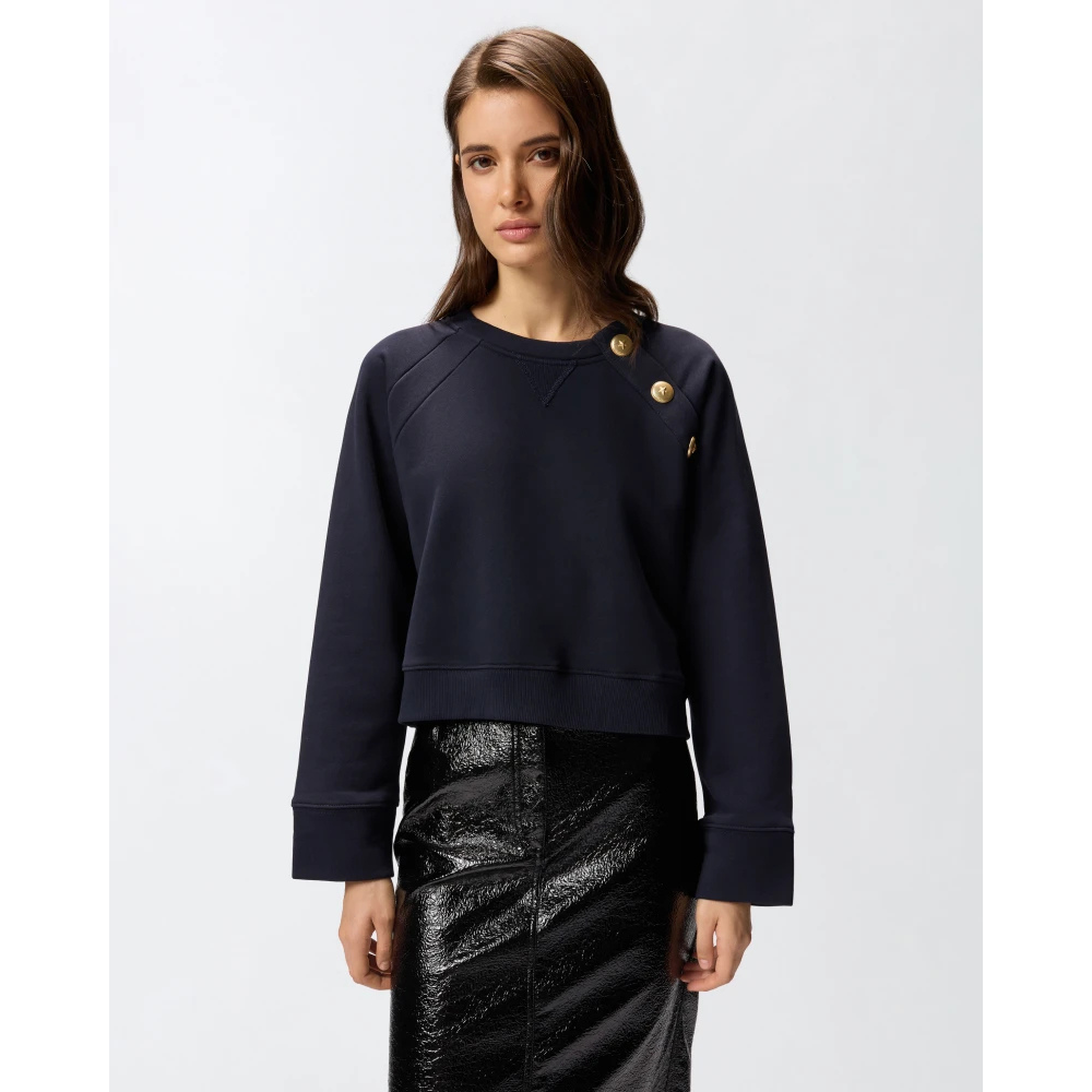 PINKO - SWEATER - MARGARINA MAGLIA FELPA CON BOTTONI - DARKNESS BLUE
