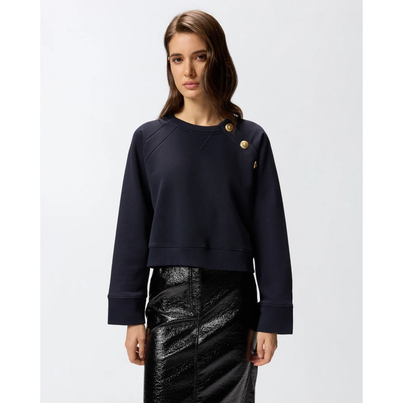 PINKO - SWEATER - MARGARINA MAGLIA FELPA CON BOTTONI - DARKNESS BLUE