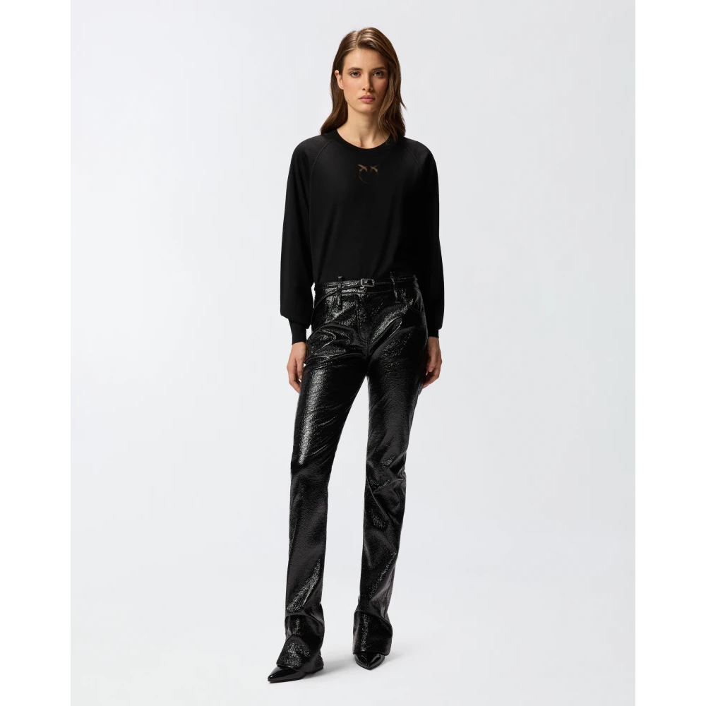 PINKO - PULL - LANZAROTE MAGLIA LANA LOGO IN TRASPARENZ - BLACK