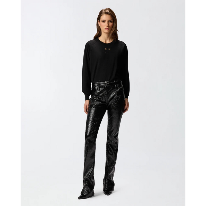 PINKO - PULL - LANZAROTE MAGLIA LANA LOGO IN TRASPARENZ - BLACK