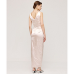 ACCESS - WRAP SATIN DRESS WITH GATHERINGS - SAND