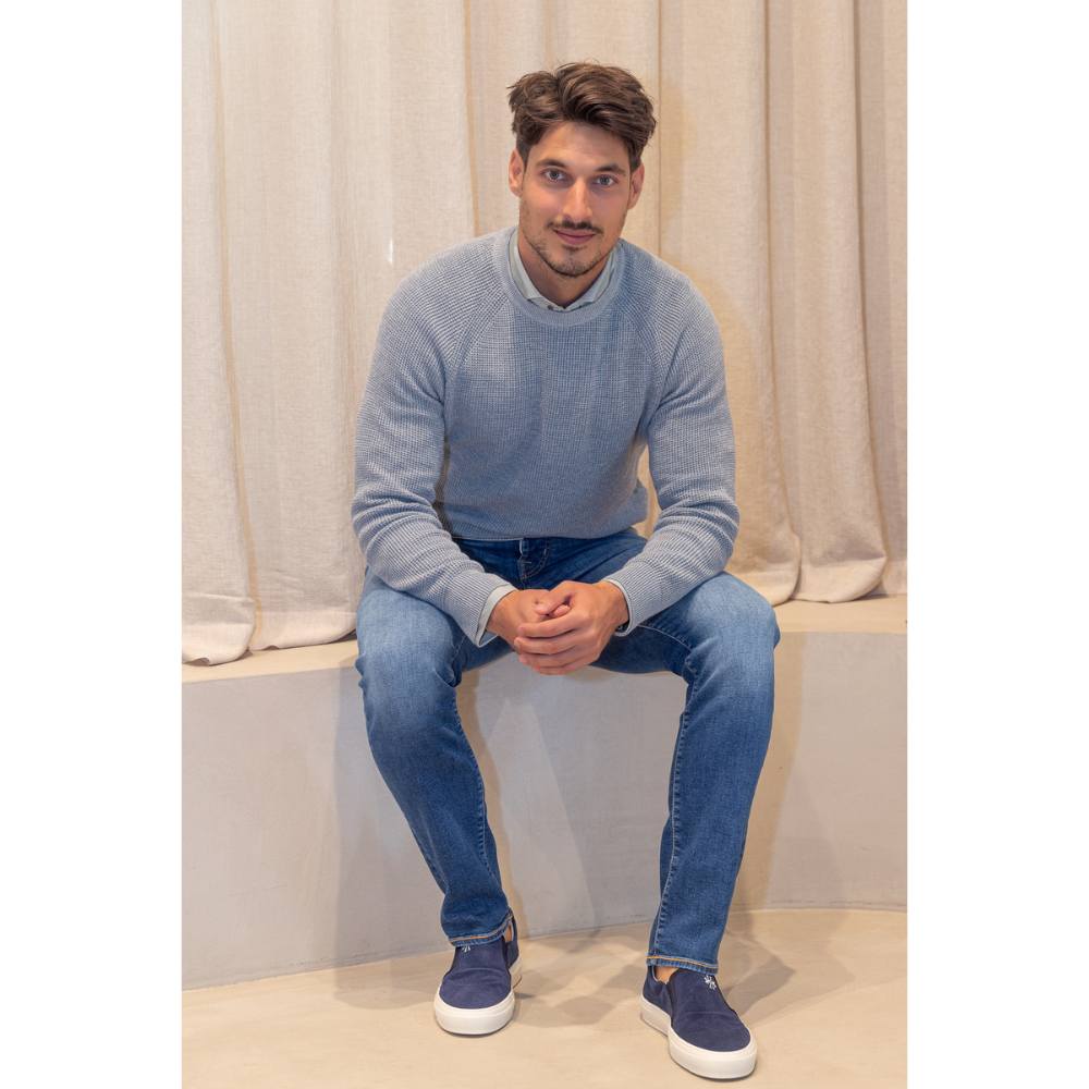 GENTILUOMO - PULL - ROUND LS RAGLAN - BLUE