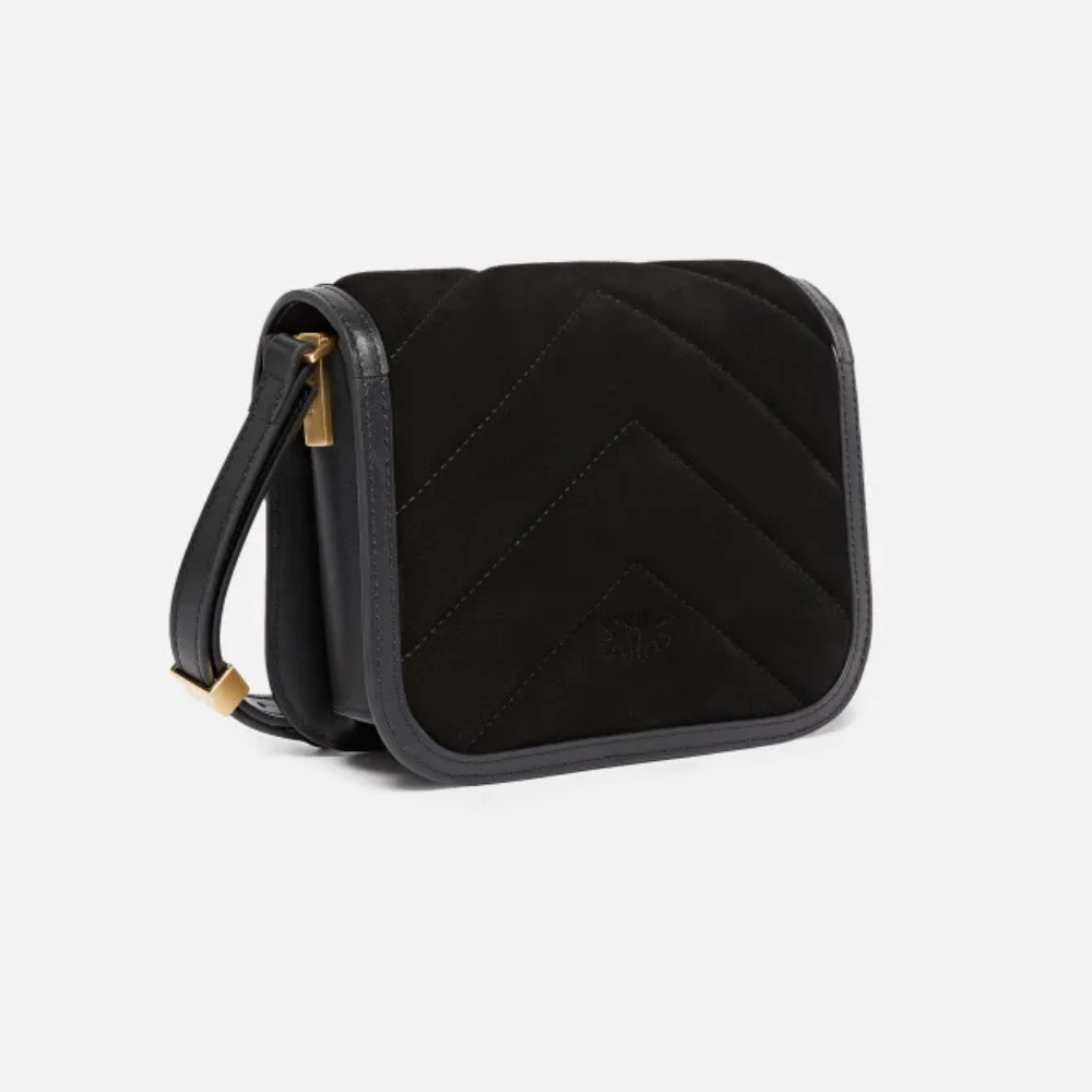 PINKO - HANDTAS - LOVE BOX BAG SUEDE - NERO LIMOUSINE