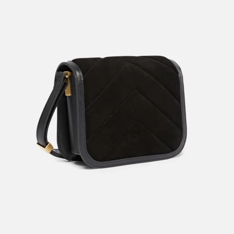 PINKO - HANDTAS - LOVE BOX BAG SUEDE - NERO LIMOUSINE