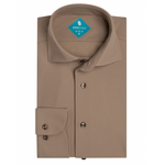 DISTRICT INDIGO - HEMD - PIQUE PERFORMANCE SHIRT - MID BROWN 043
