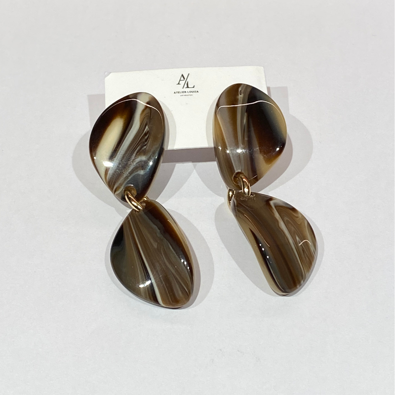 ATELIER LOUIZA - OORBELLEN - GISELE PETITE DUET - NATURAL HORN