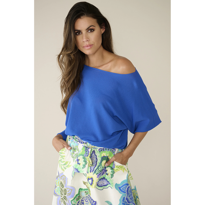 DUE AMANTI - PULL - BEMI CREAM PULLOVER BOAT NECK - ROYAL