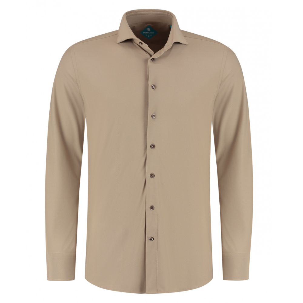 DISTRICT INDIGO - HEMD - PIQUE PERFORMANCE SHIRT - MID BROWN 043