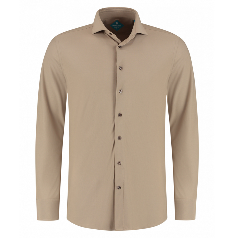 DISTRICT INDIGO - HEMD - PIQUE PERFORMANCE SHIRT - MID BROWN 043