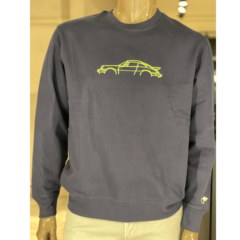 FLYING WHEEL - SWEATER - CAR BRODERIE - F. NAVY FLUO GREEN