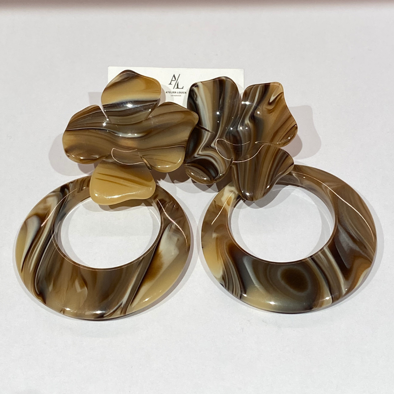 ATELIER LOUIZA - OORBEL - FLEUR - NATURAL HORN